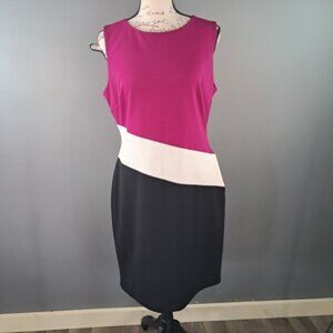 Tommy Hilfiger Color Block Black/White/Fuchsia Dress Size 10
